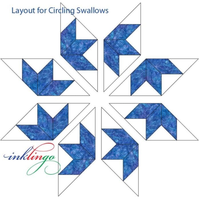Circling Swallows Quilt Block - Quilt with Inklingo - Hand Crafted