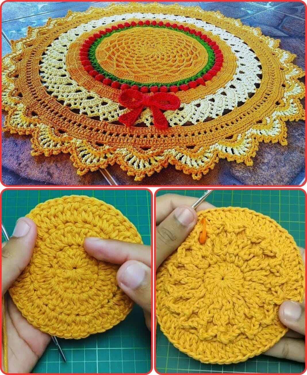 Russian Rug In Crochet Bows Free Pattern - Hand Crafted