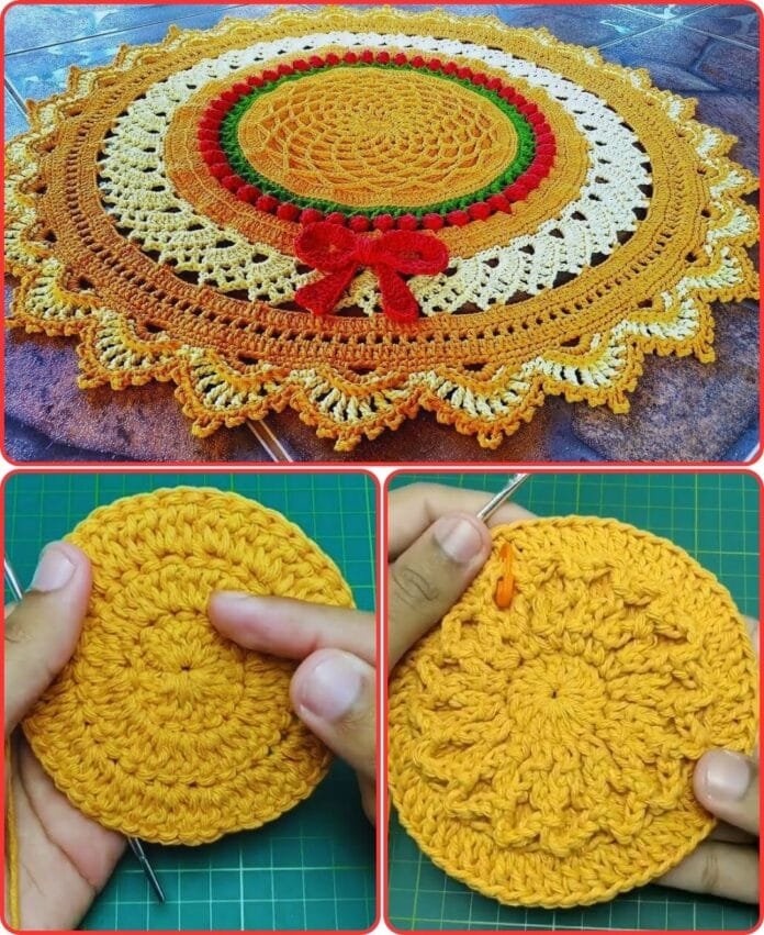 Russian Rug In Crochet Bows Free Pattern - Hand Crafted