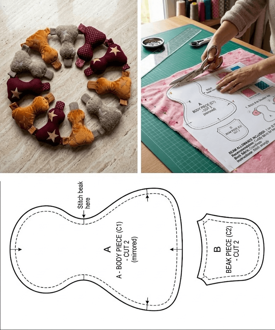 Fabric Duck Pattern - Hand Crafted